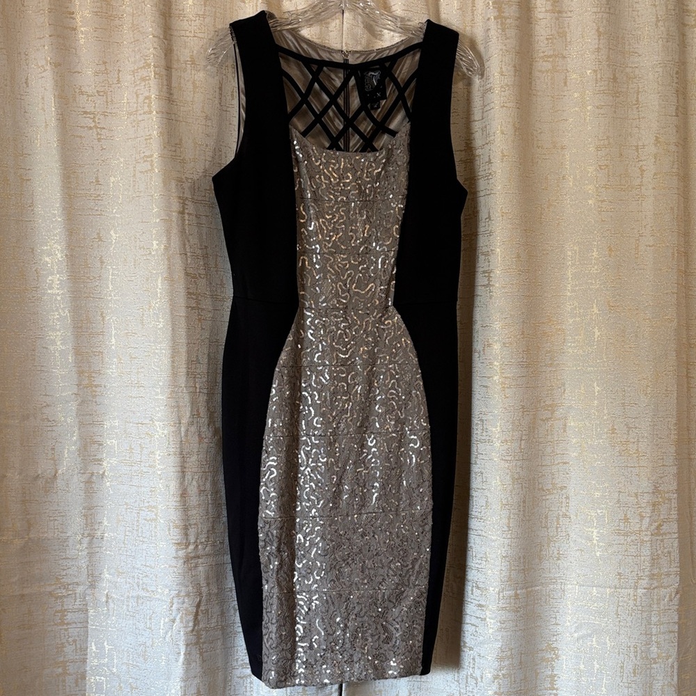 Elegant Black and Taupe Women's Dress